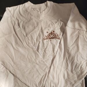 Oversized Disney Longsleeved Tee with Gold Sparkly Logos, size XS